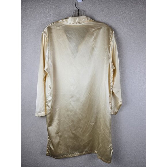 Natori Nightgown Tunic Top Medium M Vintage Pale Yellow Polyester Satin Chemise - Picture 2 of 8